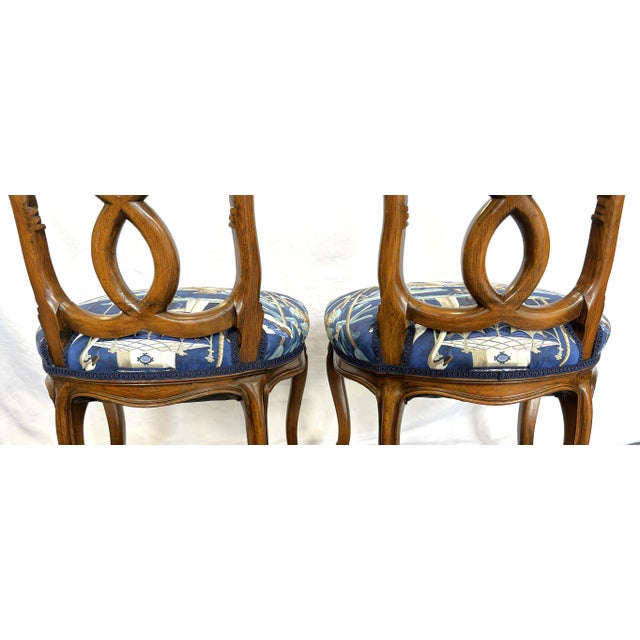 Vintage Pretzel Back Wood Chairs With New Statement Upholstery- A Pair For Sale - Image 14 of 18