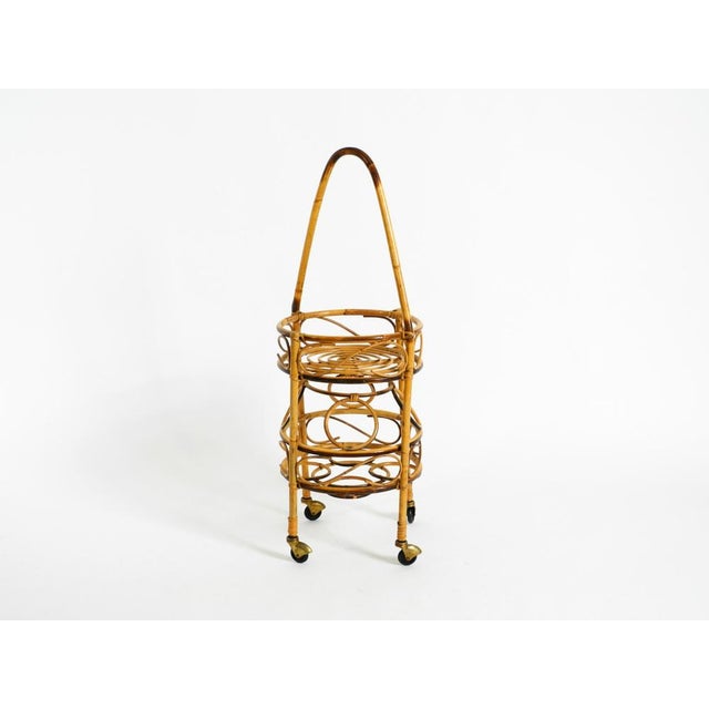 Beautiful Italian Mid Century Modern bamboo bar and serving cart. Very nice elaborate 1950s design in good vintage...