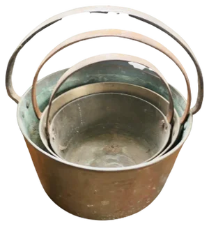 Antique Brass Cooking Pots, 1800s, Set of 3
