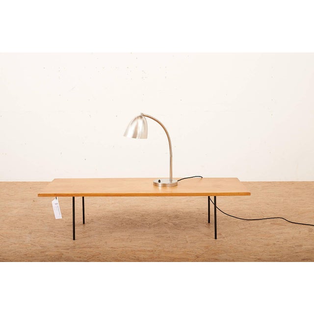 Table Lamp Base and Shade in Sheet Metal & Rod Gooseneck Pressure Switch on the Base from Le Phare Lausanne For Sale - Image 9 of 10