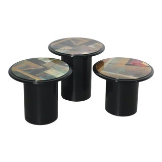 1990s Memphis Milano Style Pedestal Nesting Tables - Set of 3 For Sale