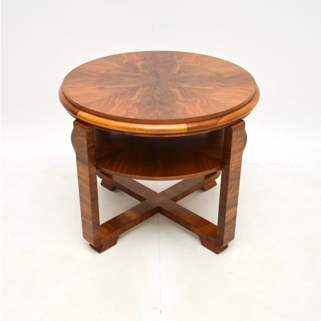 Brown Large Art Deco Coffee Table in Figured Walnut, 1930 For Sale - Image 8 of 8