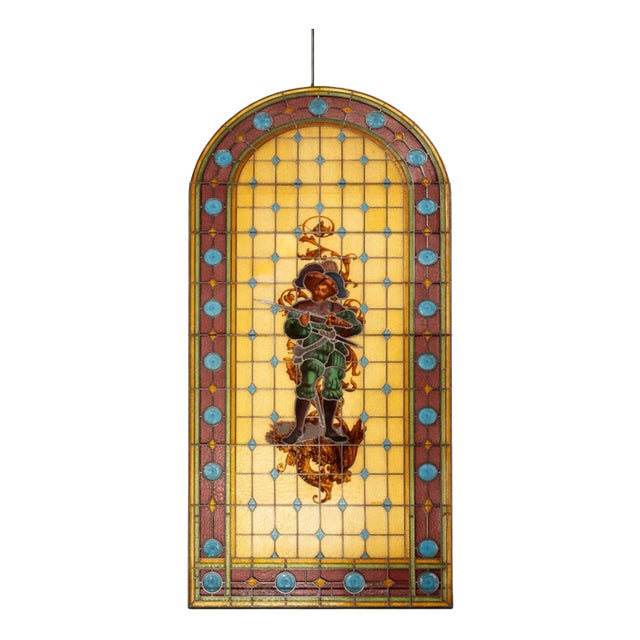 Louis XVIII Renaissance Stained Glass, 19th Century For Sale