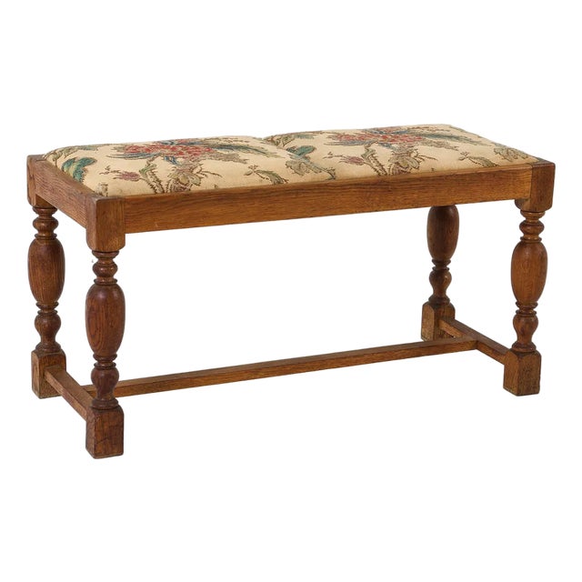 Mid-20th Century Danish Oak Upholstered Ottoman Bench For Sale