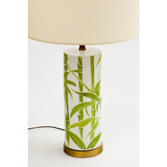Mid 20th Century 1960s Italian Ceramic Bamboo Lamp with Antique Chinese Jade Finial For Sale - Image 5 of 6