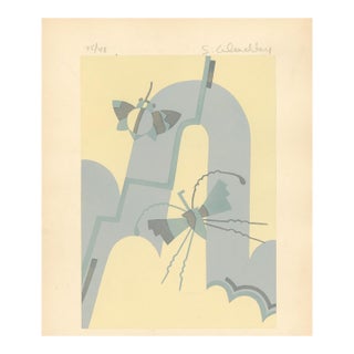 S. Alandlay Signed Limited Edition Modernist Butterfly Print – 45/48 For Sale