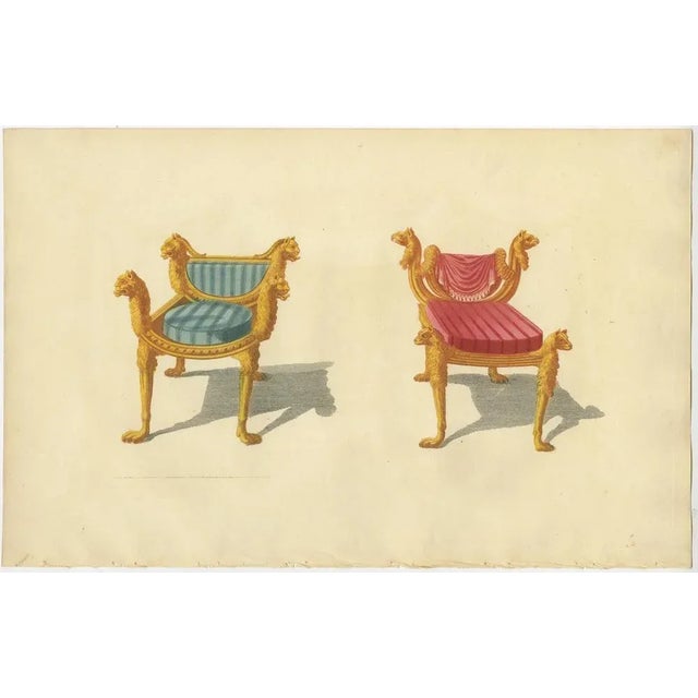 Set of five antique prints of various chairs. These prints originate from 'The General Artist's Encyclopaedia' by Thomas...