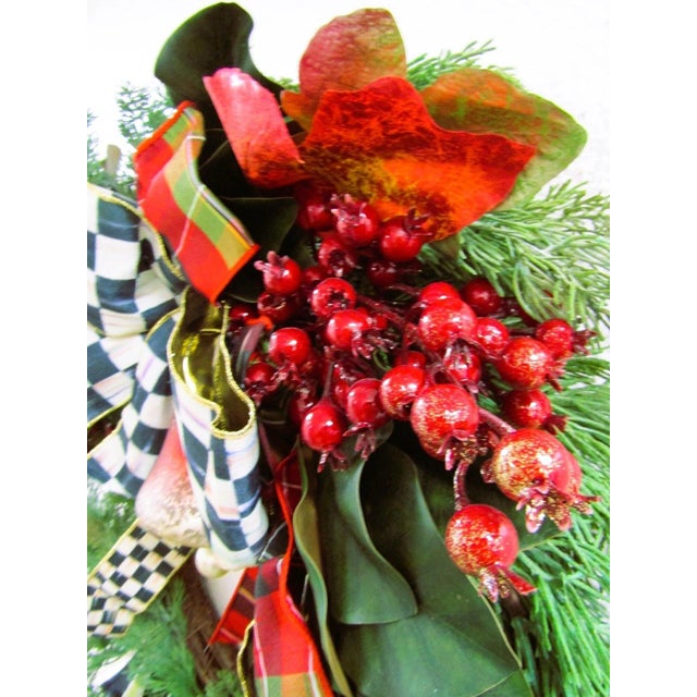 MacKenzie-Childs Deck the Halls 24" Round Christmas Wreath For Sale - Image 9 of 11