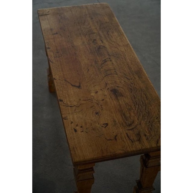 Mid-Century Carved Oak Bench, 1979 For Sale - Image 10 of 18