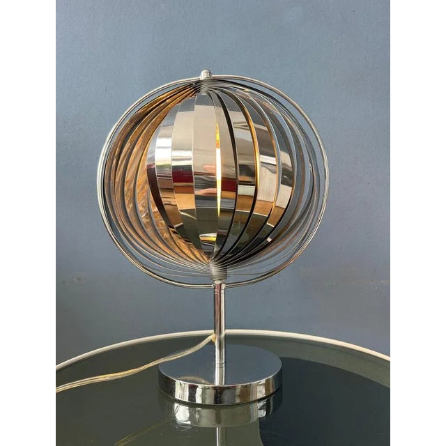 Silver Metal Trumpet Uplighter Cup Table Lamp For Sale - Image 3 of 11