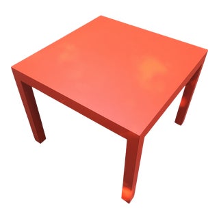 1970s Modern Tomato Red Parsons Dining Table For Sale