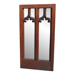English Gothic Oak Mirror 1860s For Sale