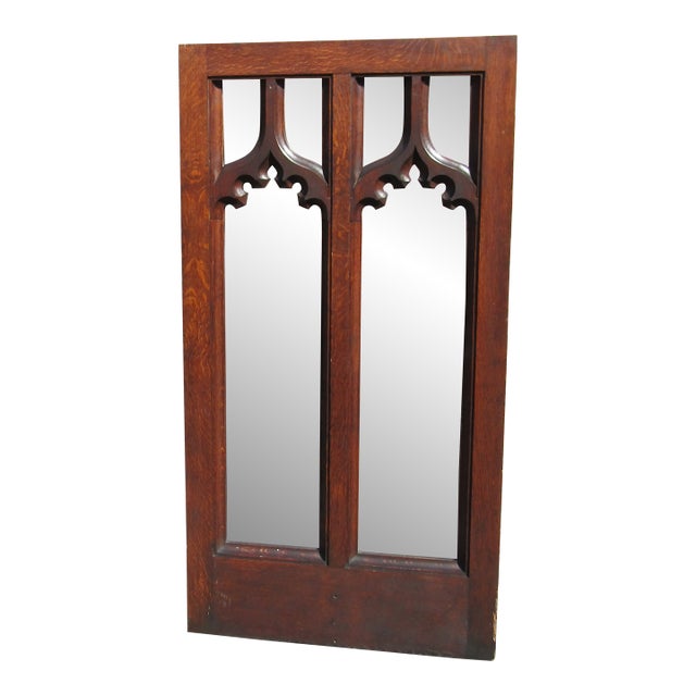 English Gothic Oak Mirror 1860s For Sale