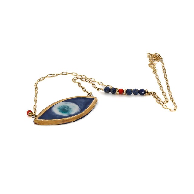 Contemporary Energy Anchor Evil Eye Pendant Necklace For Sale - Image 3 of 9