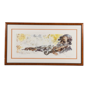 Framed Signed Chaim Gross Fiddler Lithograph