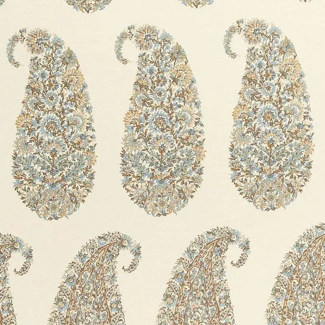 Sample- Schumacher Shirala Paisley Fabric in Aqua For Sale