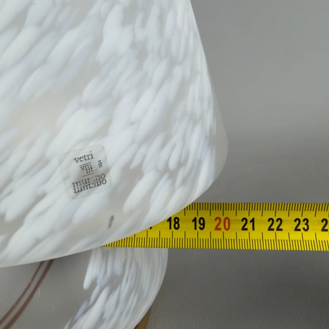Mushroom Table Lamp in Opaline Murano Glass and Brass, 1970s For Sale - Image 11 of 13