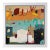 Christiane Corcelle "Thé À La Menthe Ii" Mixed Media on Board, Framed Abstract Painting in Orange and Aqua, 2022 For Sale