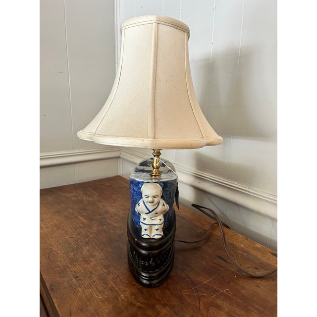 Vintage Blue & White Table Lamp For Sale - Image 15 of 15