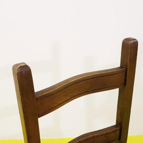 Wooden Chair with Brown Seat and Reinforced Crossbars For Sale - Image 4 of 9