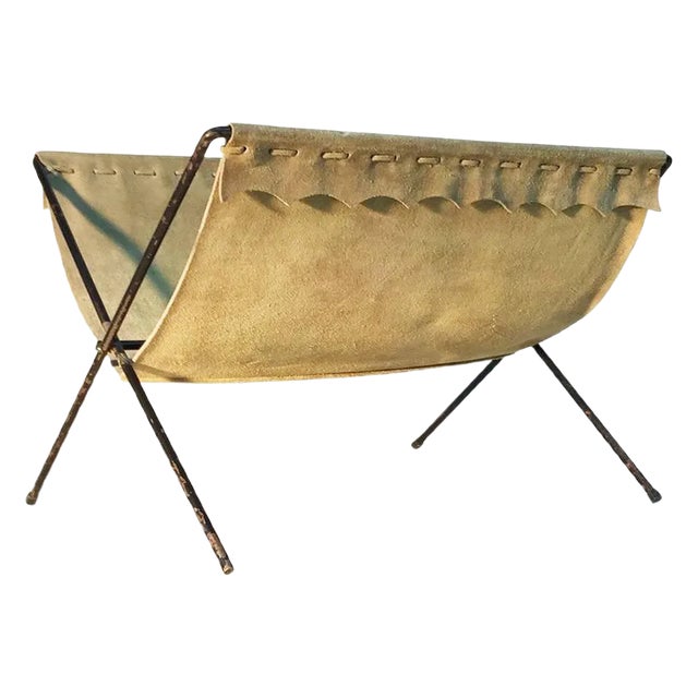 Nubuck Leather Magazine Rack For Sale