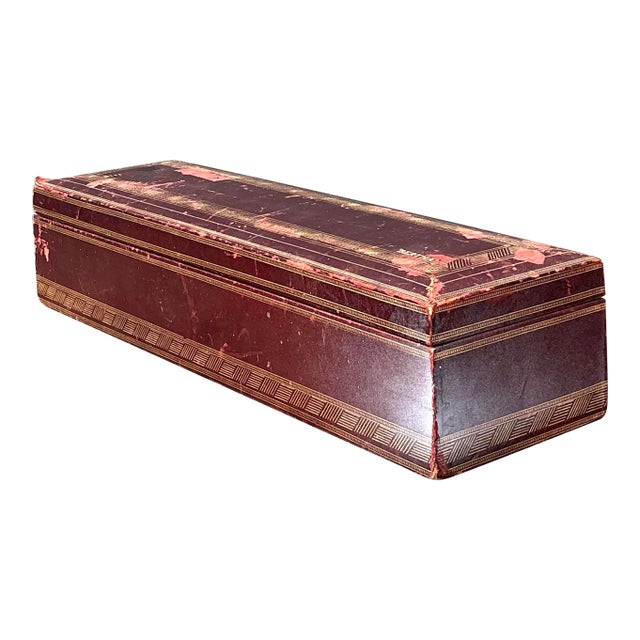 Vintage Italian Leather Embossed “Bertha” Box For Sale