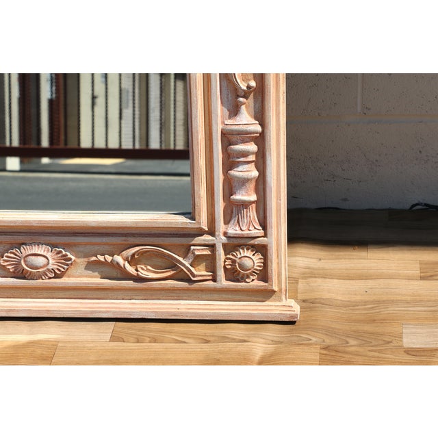 Vintage Italian Neoclassical Hand-Carved Wood Trumeau Wall Mirror, 1950s For Sale - Image 14 of 18