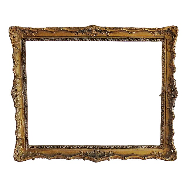 Antique Victorian Gilt Wood & Gesso Picture Frame Fits 22 1/4" X 28 1/4" Rabbet Opening For Sale