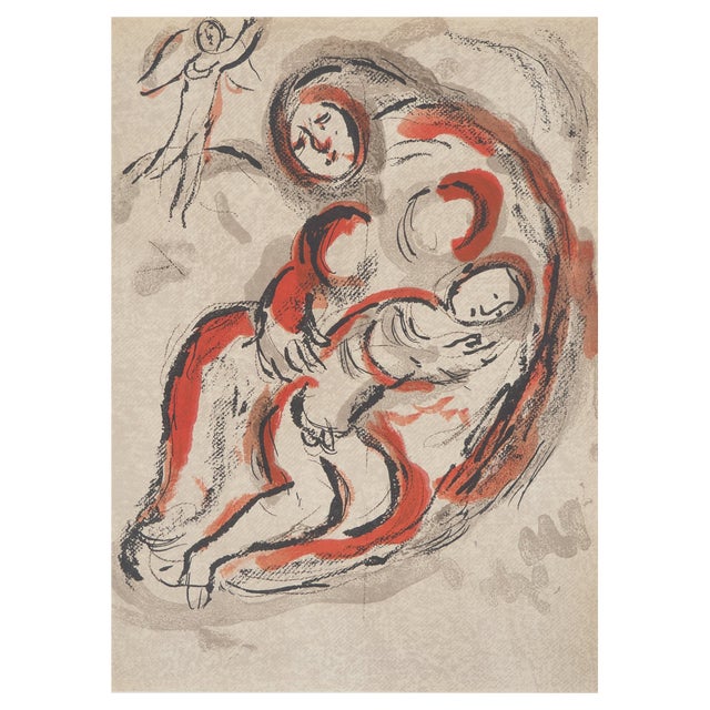 Marc Chagall, The Bible, Hagar as a Protective Mother, Original Lithograph For Sale