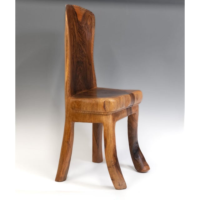 Organic Wabi Sabi Sculptural Walnut Side Chair from Pierre Decorse For Sale - Image 4 of 13