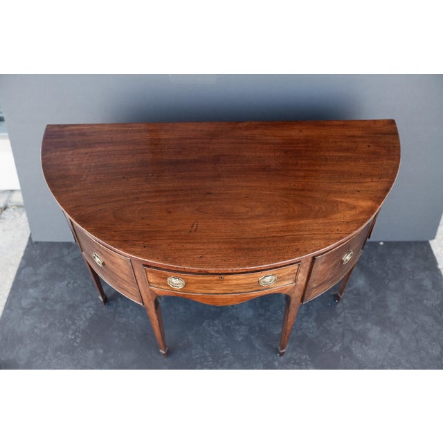 English Demilune Sideboard of Inlaid Mahogany From the Regency Period For Sale - Image 11 of 11