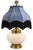 Vintage Ivory Ceramic Urn Table Lamp With Brass Base, Muted Blue Victorian Velvet Shade and Fringe For Sale - Image 4 of 8
