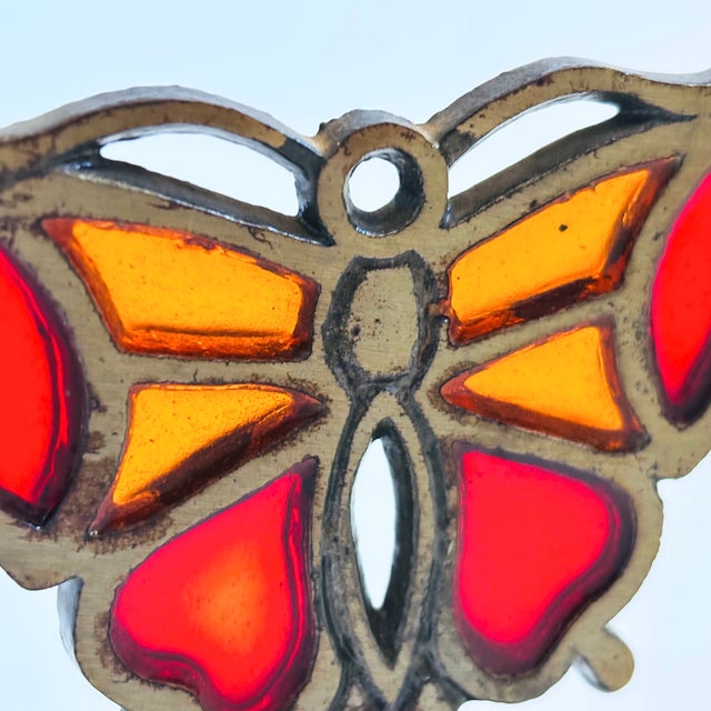 Stained Glass and Brass Butterfly Bell For Sale In San Francisco - Image 6 of 10