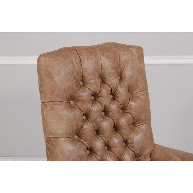 Animal Skin Lexington Tufted Leather Executive Desk Chair For Sale - Image 7 of 15