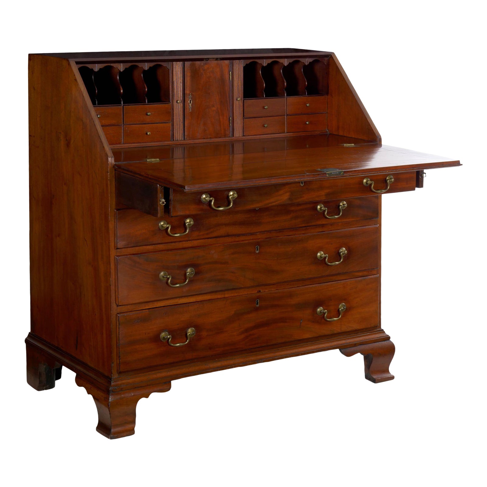 American Chippendale Mahogany Antique SlantFront Writing Desk Circa