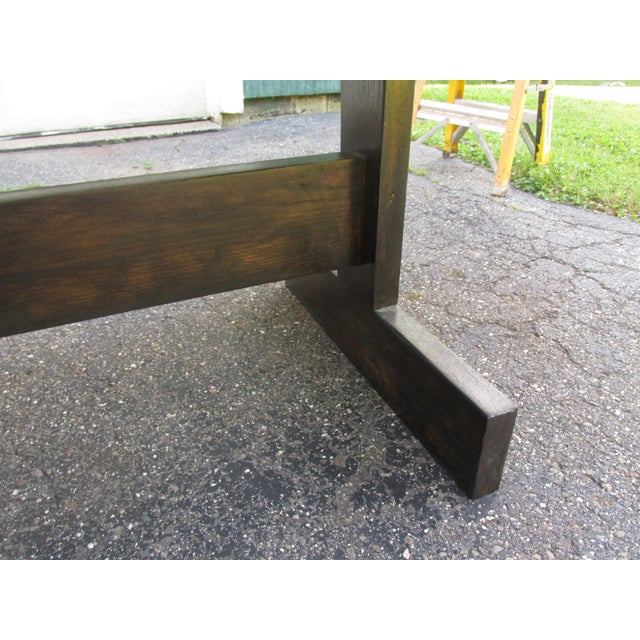 Mid Century Trestle Style Dining Table Table, Eight Feet Long For Sale In New York - Image 6 of 11