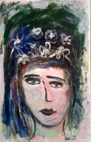 "The Starry Eyed Girl" Contemporary Abstract Figurative Acrylic Painting