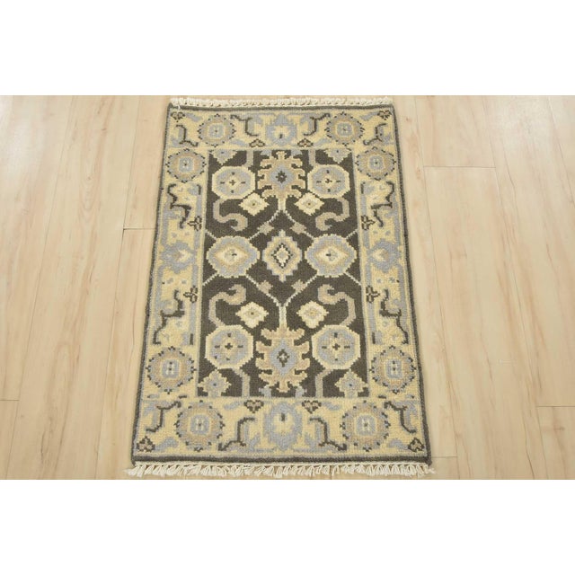 Farmhouse Oushak Rug 2′ X 3′ Gray Wool Traditional Hand-Knotted Oriental Carpet For Sale - Image 3 of 8