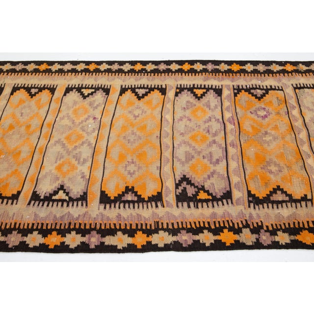 1960s 1960s Vintage Kilim Handmade Multicolor Geometric Wool Runner For Sale - Image 5 of 7
