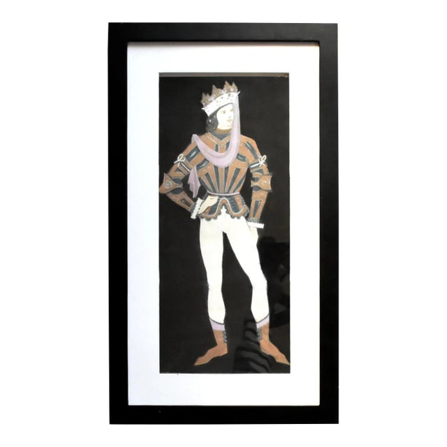 1920s Lev Bruni Pastel Medieval Prince Theatrical Costume Illustration For Sale