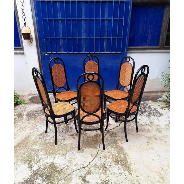 Textile Model 21 Chairs in Beech and Straw, Austria, 1970s, Set of 6 For Sale - Image 7 of 17