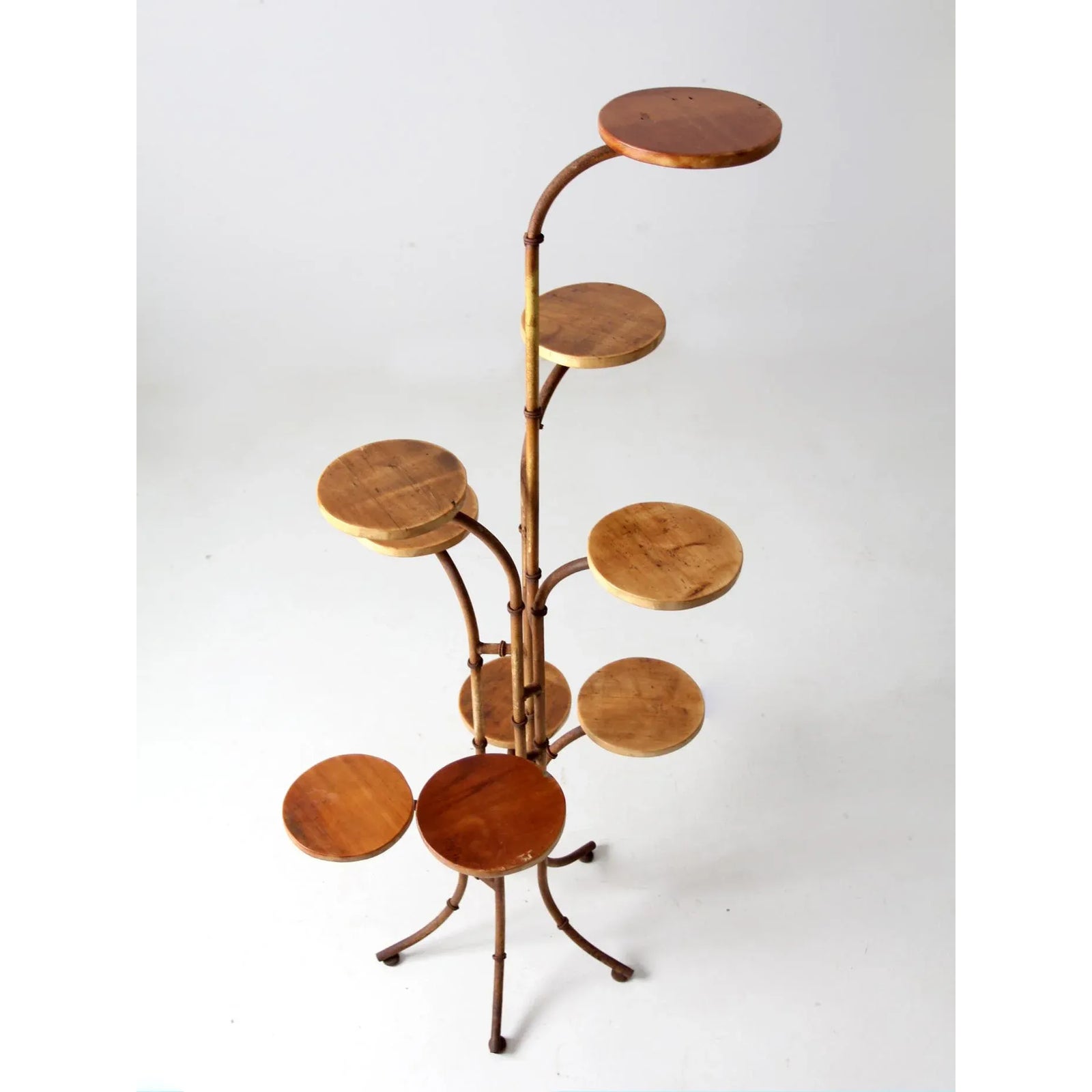 Vintage Mid-Century Tiered Bamboo-Style Plant Stand
