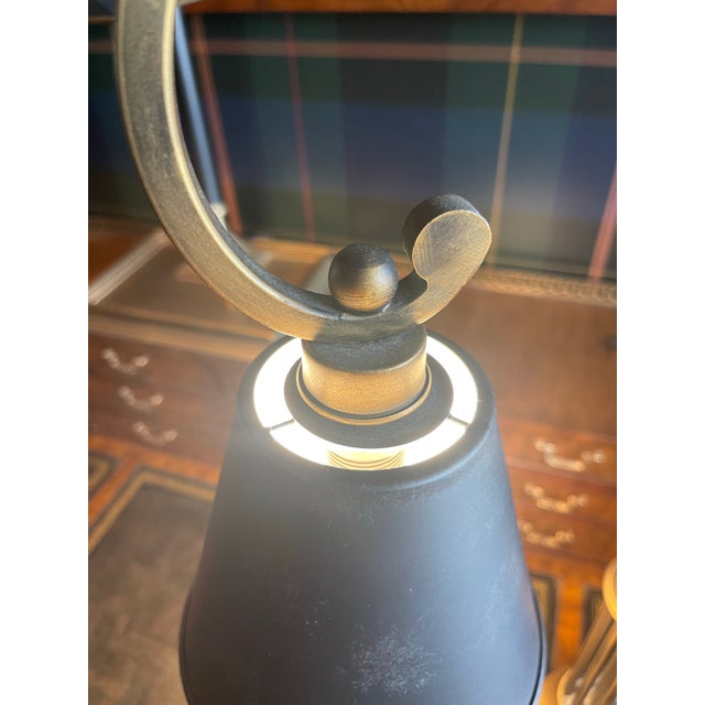 Late 20th Century Late 20th Century English Style One-Light Metal Table Lamp With Metal Shade. 31”x11” Painted Black and Antique Brass For Sale - Image 5 of 12