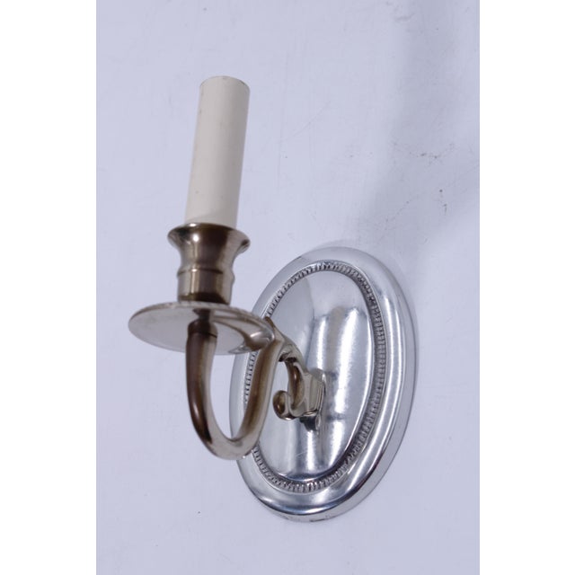 1980s Virginia Metalcrafters Set of 3 Silverplate Bronze Sconces For Sale - Image 9 of 12