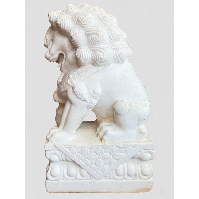 Chinese 19th Century Large Solid Marble Foo Dogs- Set of 2 For Sale - Image 3 of 18
