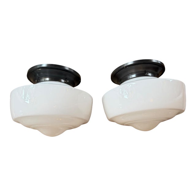 Vintage Large Flushmount Lights - a Pair For Sale