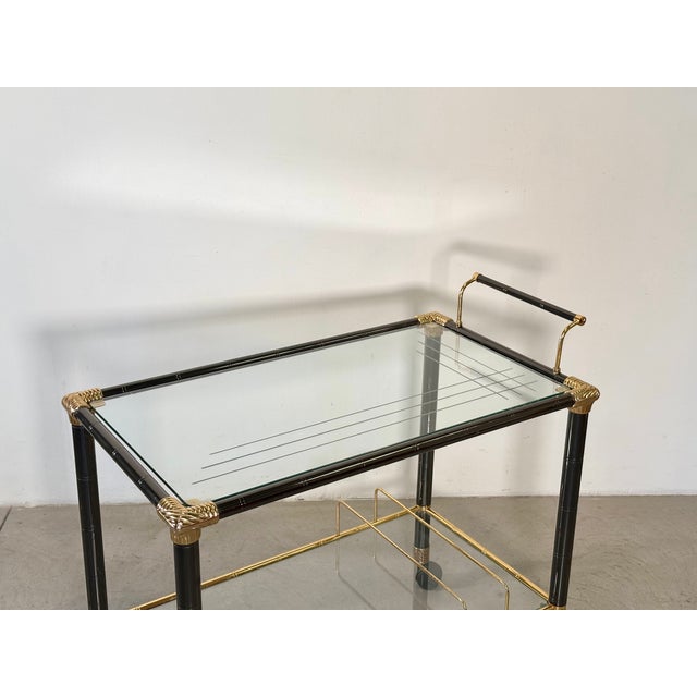 Brass and Glass Bar Trolley, 1970s For Sale - Image 9 of 12