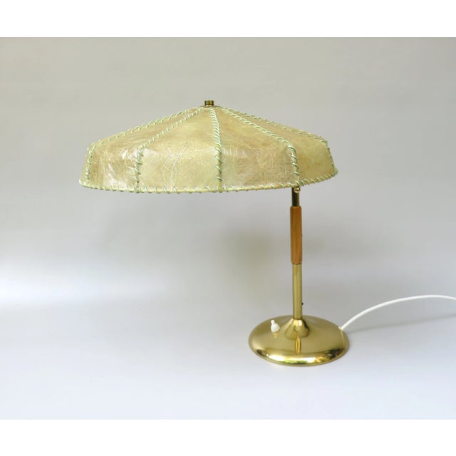 Brass Table Lamp with Cocoon Shade & Trumpet Base, Austria, 1960s For Sale - Image 4 of 18