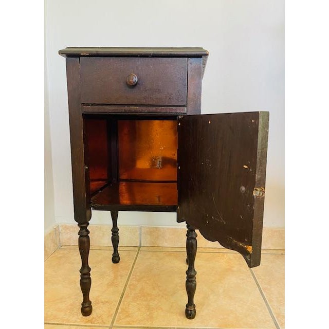 Handcrafted Copper Lined Wood Side Table W Pitcher Space For Sale - Image 4 of 18