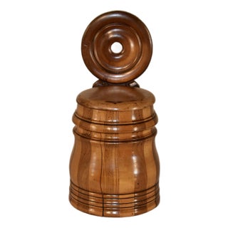 19th Century English Turned Wooden Salt Box For Sale